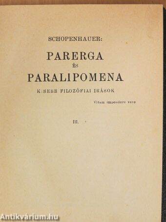 Parerga és Paralipomena III.