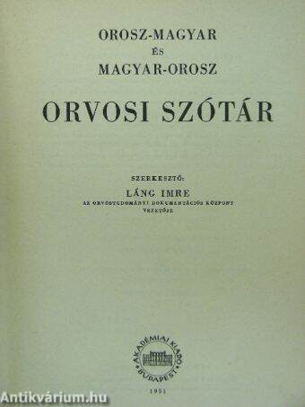 Orosz-magyar/magyar-orosz orvosi szótár