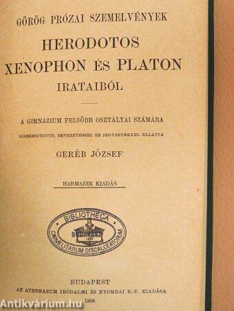Görög prózai szemelvények Herodotos, Xenophon és Platon irataiból