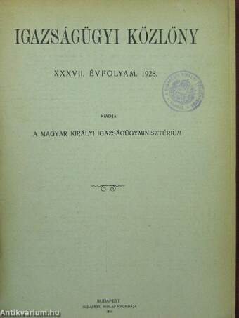 Igazságügyi Közlöny 1928. január-december