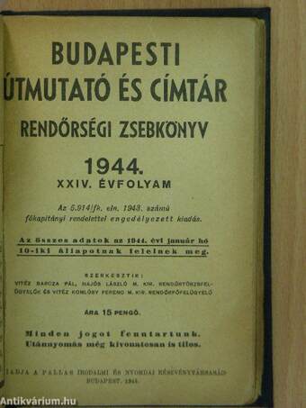 Rendőrségi zsebkönyv 1944.