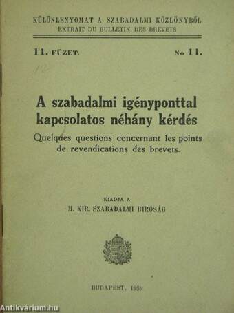 A szabadalmi igényponttal kapcsolatos néhány kérdés