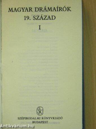 Magyar drámaírók 19. század I. (töredék)