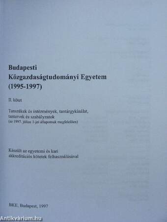 Budapesti Közgazdaságtudományi Egyetem 1995-1997. II.