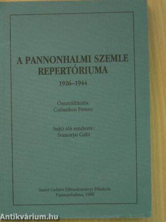 A Pannonhalmi Szemle Repertóriuma 1926-1944