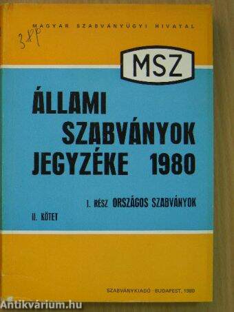 Állami Szabványok Jegyzéke 1980. II/1.