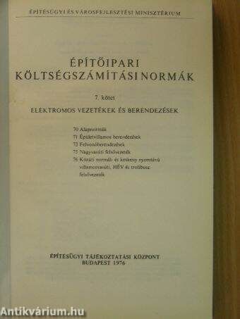 Építőipari költségszámítási normák 7.