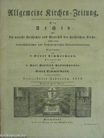 Allgemeine Kirchen-Zeitung April 1834 (gótbetűs)