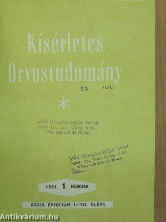 Kísérletes Orvostudomány 1981. január-december