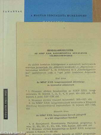 A Szovjetunió Kommunista Pártja XXII. kongresszusának anyaga