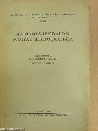 Az orosz irodalom magyar bibliográfiája