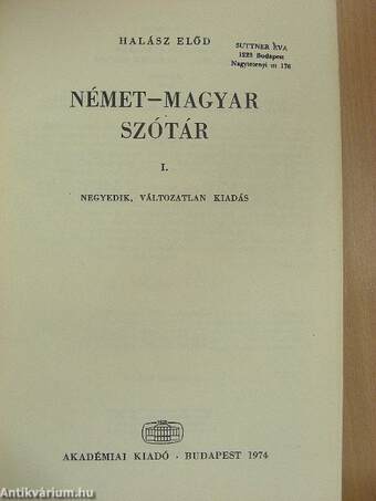 Német-magyar szótár I-II.