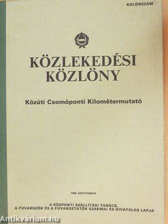 Közlekedési Közlöny 1988. szeptember - Különszám