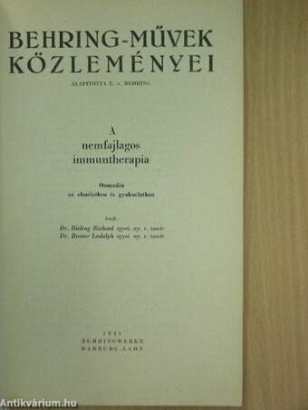 Behring-művek közleményei