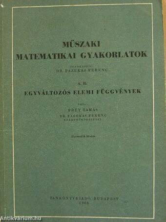 Műszaki matematikai gyakorlatok A. II.