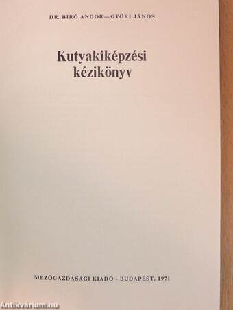 Kutyakiképzési kézikönyv