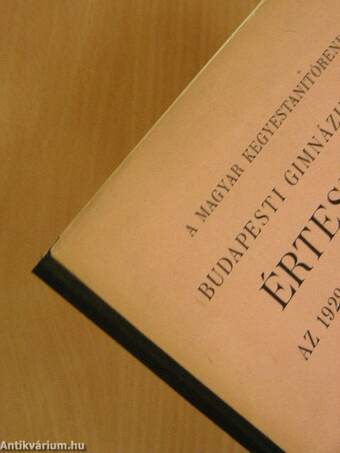 A magyar kegyestanitórend budapesti gimnáziumának értesítője az 1929-30. iskolai évről