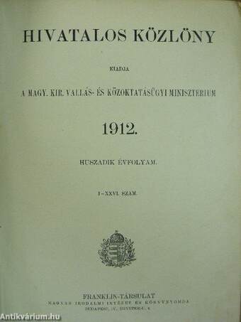 Hivatalos közlöny 1912.