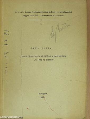 A pesti céhrendszer válságának kibontakozása az 1840-es években