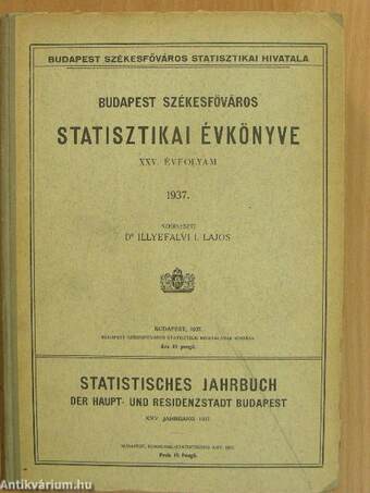 Budapest székesfőváros statisztikai évkönyve 1937