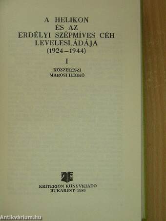 A Helikon és az Erdélyi Szépmíves Céh levelesládája I. (töredék)