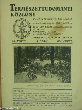 Természettudományi Közlöny 1928. februárius 15.