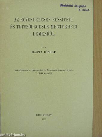 Az egyenletesen feszített és tetszőlegesen megterhelt lemezről