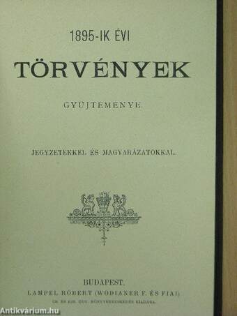 1895-ik évi törvények gyüjteménye