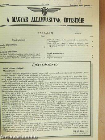 A Magyar Államvasutak Értesítője 1991. január-december