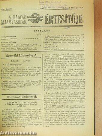 A Magyar Államvasutak Értesítője 1986. január-december
