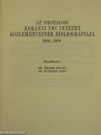 Az Országos Korányi TBC Intézet Közleményeinek bibliográfiája 1954-1959