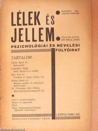 Lélek és jellem 1933. január-február