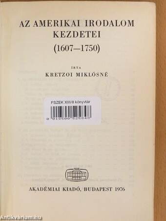 Az amerikai irodalom kezdetei (1607-1750)