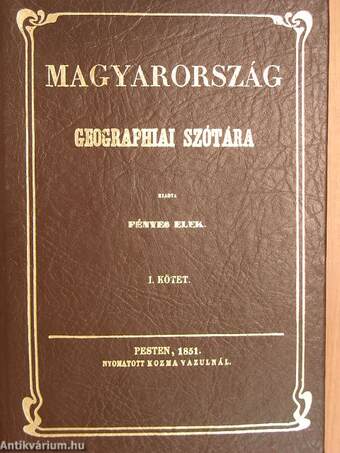 Magyarország geographiai szótára I. (töredék)