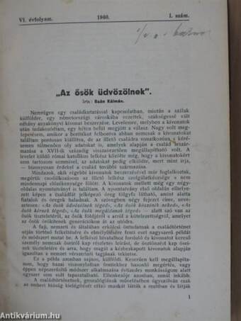Magyar Családtörténeti Szemle 1940. január-december