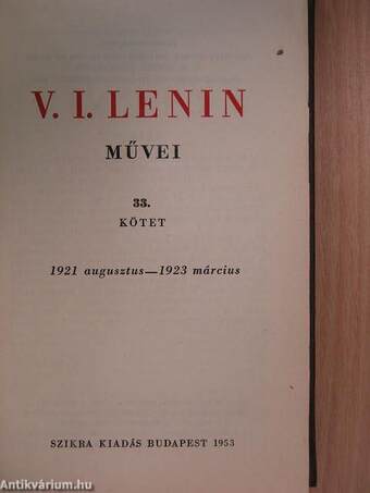 V. I. Lenin művei 33.