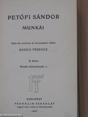 Petőfi Sándor munkái II.