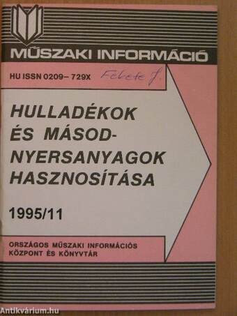 Hulladékok és másodnyersanyagok hasznosítása 1995/11.