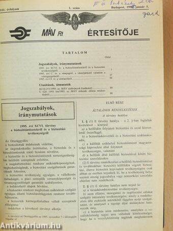 A Magyar Államvasutak Rt. Értesítője 1996. (nem teljes évfolyam) I-II.