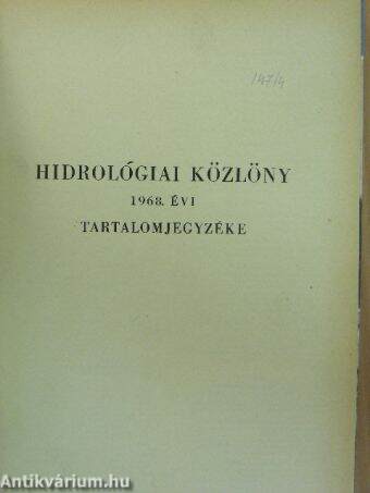 Hidrológiai Közlöny 1968. január-december