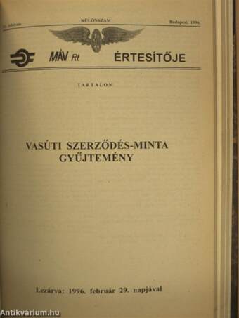 A Magyar Államvasutak Rt. Értesítője 1996. (nem teljes évfolyam) I-II.