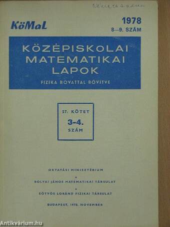 Középiskolai matematikai lapok 1978. november