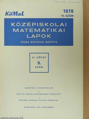 Középiskolai matematikai lapok 1978. december