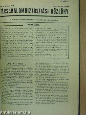 Társadalombiztosítási közlöny 1989. január-december