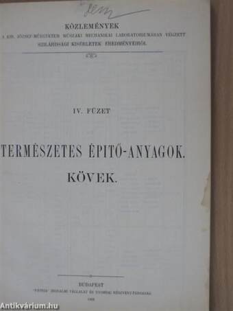 Természetes épitő-anyagok. Kövek.