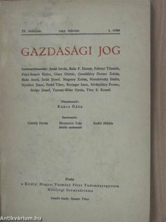 Gazdasági jog 1943. március