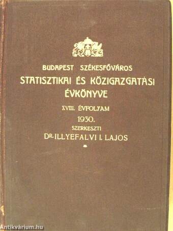 Budapest Székesfőváros Statisztikai és Közigazgatási Évkönyve 1930.