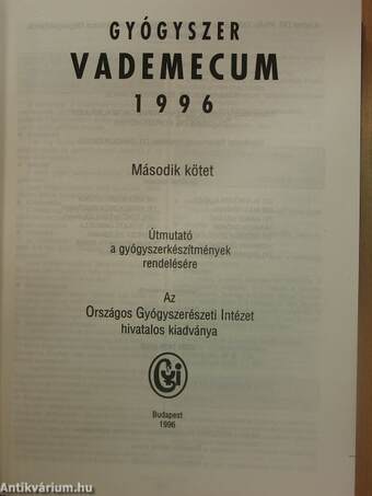 Gyógyszer vademecum 1996. II. (töredék)