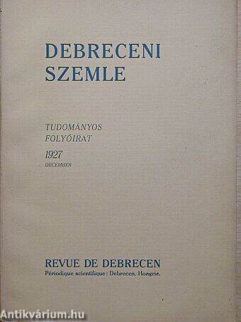 Debreceni Szemle 1927. december