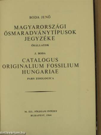 Magyarországi ősmaradványtípusok jegyzéke